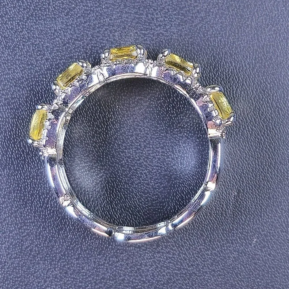 Statement Ring With Five Large Yellow Rhinestones‎ Size 9.5 (NWOT)